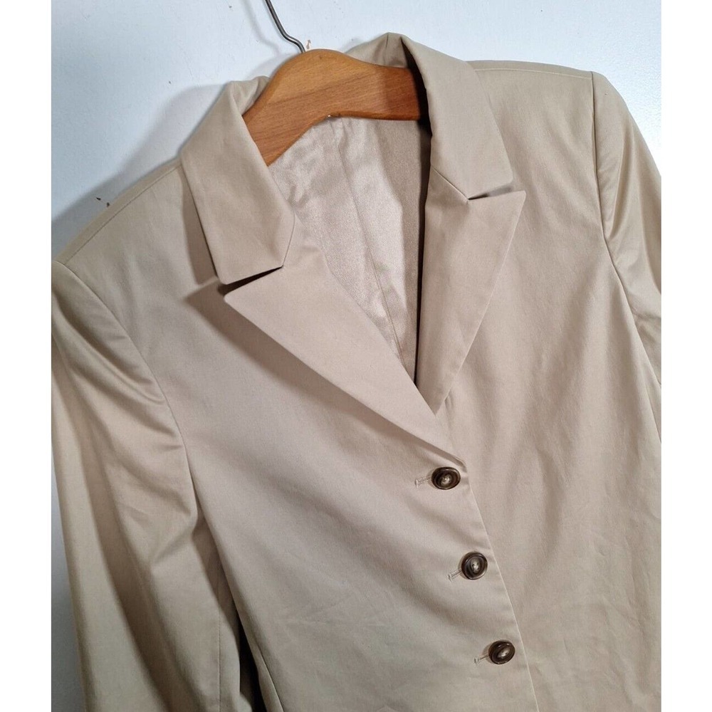 Vintage 90s Ellen Tracy Neutral Cotton Stretch Blazer Jacket Women 8P Career - Picture 3 of 10